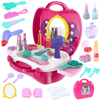 

21pcs Interactive House Gift Funny Cosmetic Case Educational Game Pretend Play Props Makeup Toy Dressing Table Children Plastic