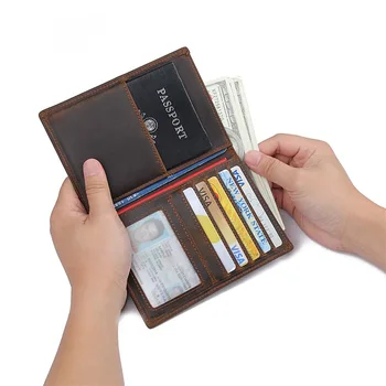 

Passport Cover Genuine Leather Multifunction Certificate Travel Wallet New Crazy Horse Leather Ticket Holder Passport Bag Unisex