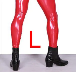 Red L XL унисекс для мужчин и женщин Wetlook ПВХ блестящие сексуальные чулки из искусственной кожи выше колена Medias Negras бедра высокие чулки полюс танцевальная клубная одежда - Цвет: Red L