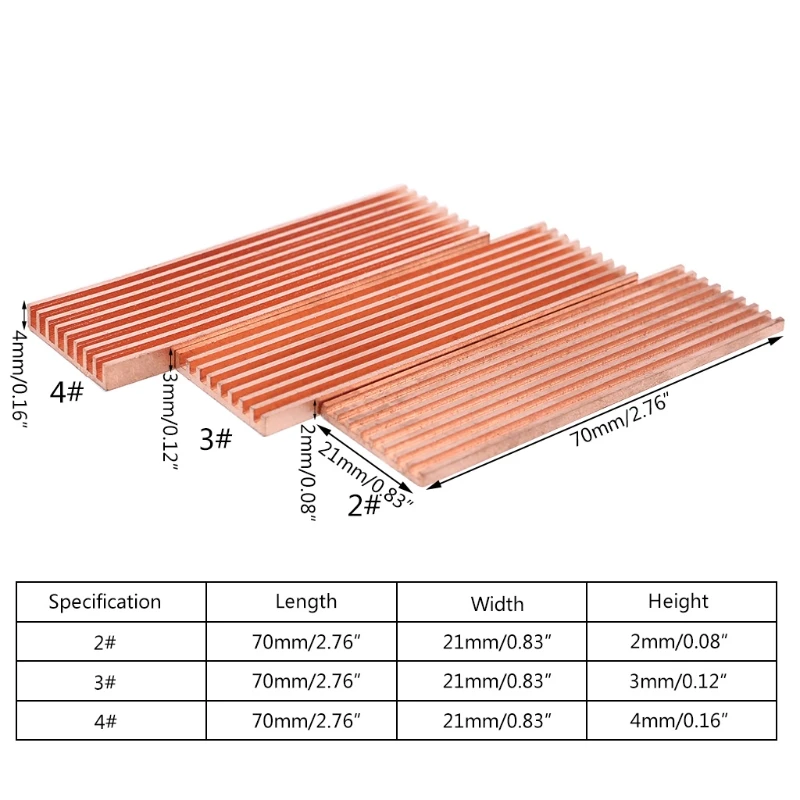 2mm/ 3mm/ 4mm Pure Copper Heatsink Cooler Heat Sink Thermal Conductive Adhesive for M.2 2280 PCI-E NVME SSD ssd heatsink