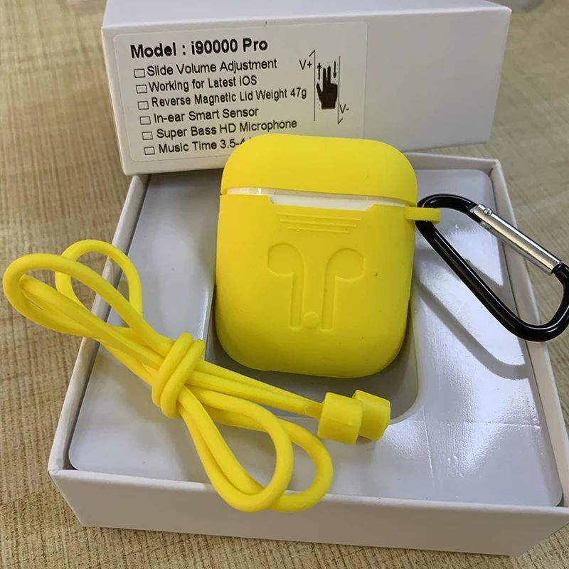i90000pro-yelow-kits I90000Pro TWS Arie 2 беспроводные наушники 8D Super Bass Bluetooth 5,0, раздвижные наушники с регулировкой громкости, наушники PK i5000 i9000tws - Цвет: i90000pro-yelow-kits