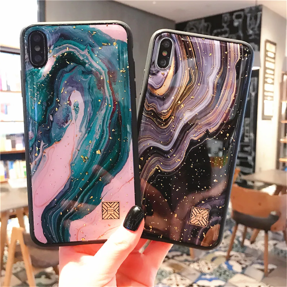 Роскошный Мраморный чехол из золотой фольги для iPhone X XS Max XR 11 Pro 7 Plus 6 6s 8 телефона