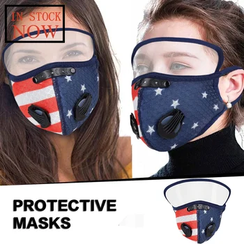 

Unisex Flag Print American Face Mask Outdoor Mouth Mask With Eyes Shield Face Mask Mondkapjes Wasbaar Masque De Protection
