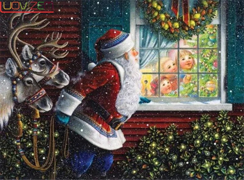 

5D DIY Diamond Embroidery Christmas Diamond Painting Santa Claus Full Round Christmas Decorations for Home