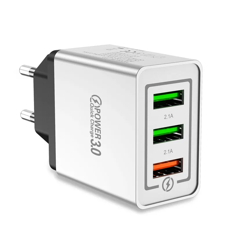 GTWIN QC 3,0 USB зарядное устройство 3 порта настенный адаптер быстрой зарядки для iPhone 11 Pro samsung S9 S10 Xiaomi планшеты мобильный телефон Тип C - Тип штекера: Black