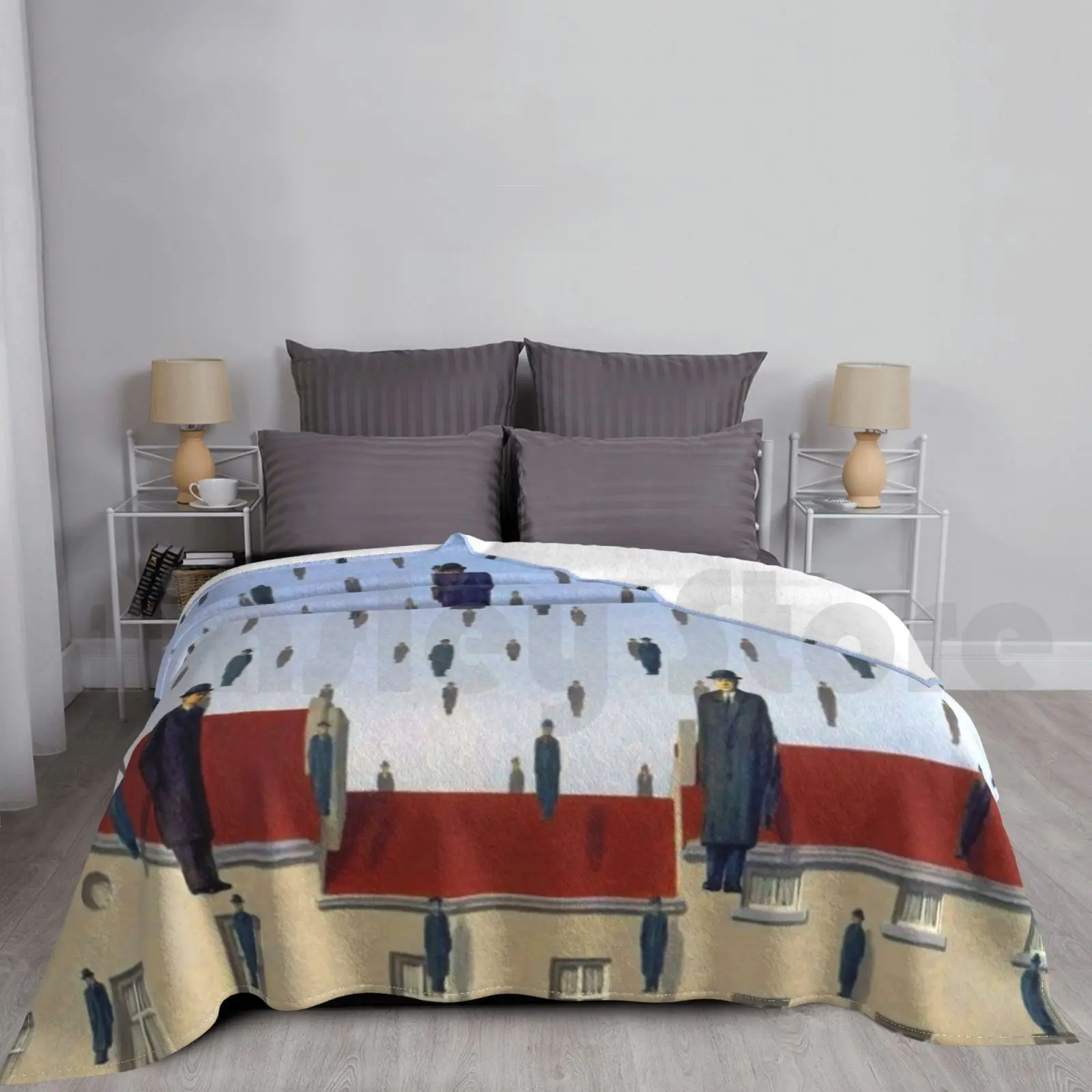 

René Magritte-Golconda ( Raining Men ) Blanket Super Soft Warm Light Thin Rene Magritte Surrealism Golconda Rene