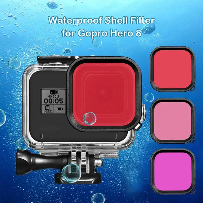 Фильтр объектива для Gopro Hero 8 экшн-камеры водонепроницаемый корпус крышка рамка
