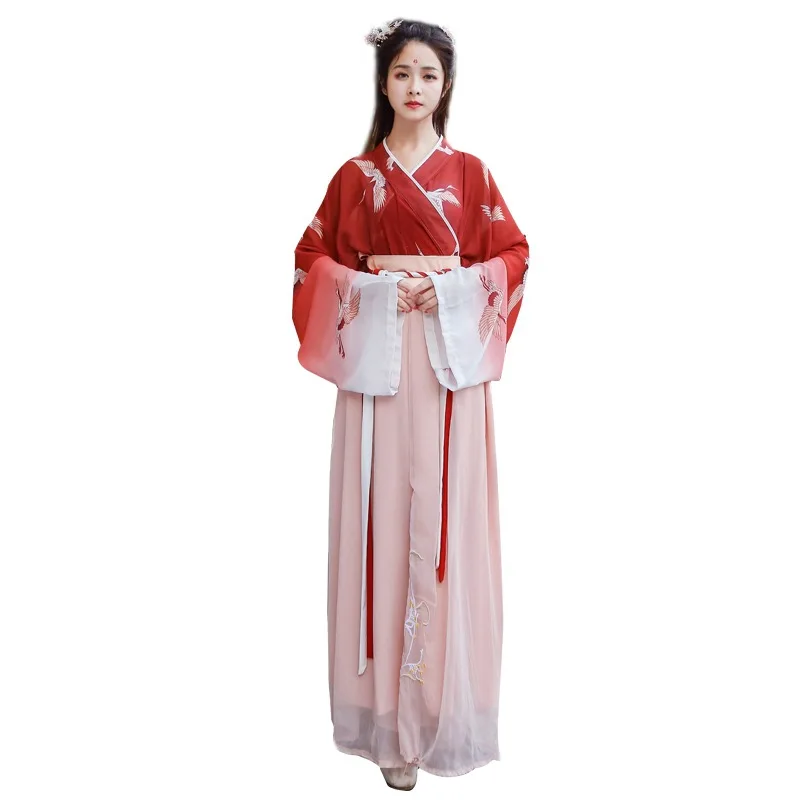 Традиционная Женская одежда с принтом Hanfu, китайский стиль, цветочный женский костюм в стиле Танг, элегантное платье для выступлений на сцене, винтажное классическое платье, платья