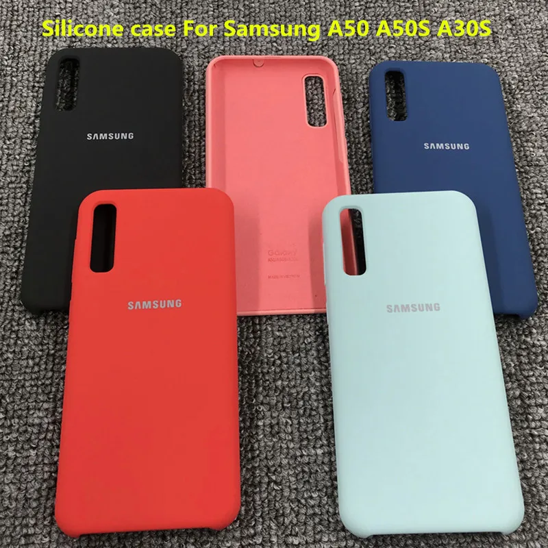 Оригинальный защитный чехол накладка из жидкого силикона для Samsung Galaxy A50