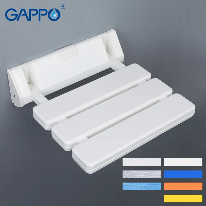 GAPPO Wall Mounted Shower Seats Plastic Folding Chair Bathroom Stool Taburete Durable Relax Chair Toilet Bench For Shower