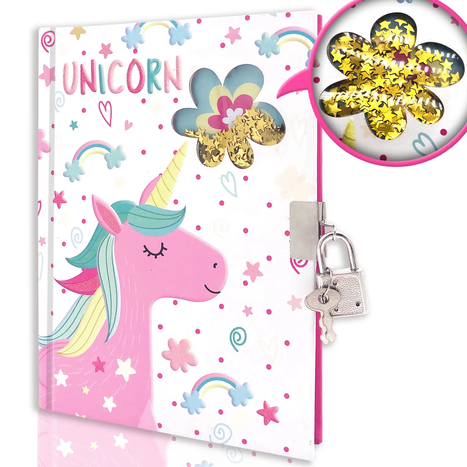 cuaderno secreto unicornio con lentejuelas reversibles con cerradura 