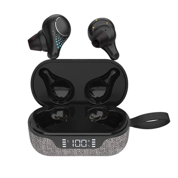 

TWS 5.0 Stereo Motion Led True Wireless Two Ear Call with Charging Chamber Bluetooth Headset Black (Cloth Art)