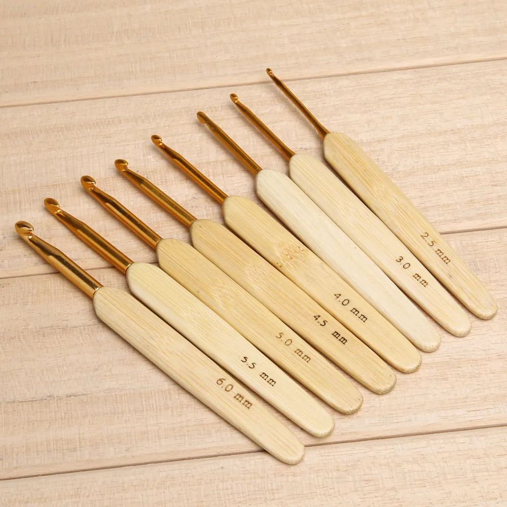 High Quality 2.5mm-6mm Bamboo handle Crochet Hooks Ultra Smooth knitting Needles Handle Knit Knitting Needle Craft | Дом и сад