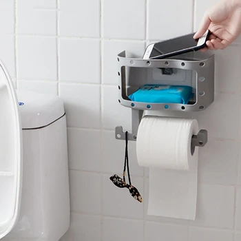 

Bathroom Storage Holders Racks Toilet Paper Roll Tissue Rack Wall Mounted Shelf Organizer