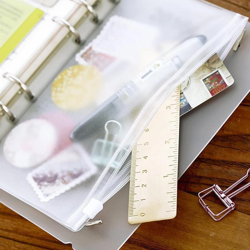 Zipper Filing Binder Matte Small PVC For School Examination Transparent Paper And Pen Home Use A5 A6 A7 Loose Leaf Pouch