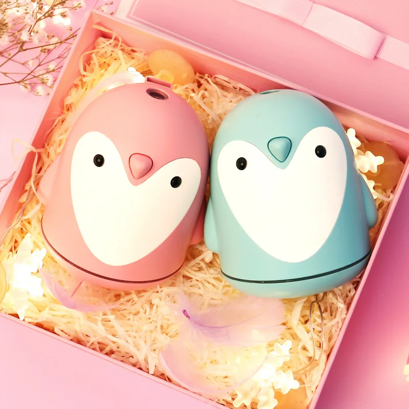 

GRTCO 2pcs/set Fashion Cute Cartoon Penguin Silent Oil Aroma Diffuser Car Air Purifier USB Mini Humidifier Mist Maker 250ml