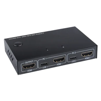 

2 Port HDMI KVM Switch 4K USB HDMI KVM Switcher 4K 30HZ Support 3D 1080P with 2 Cables For PS4 Xbox Windows MacOS Linux Unix