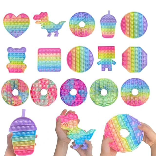 Rainbow Push Bubble Animal Brinquedos, Squeeze Stress Reliever, Mini Jogo,  Brinquedo Sensorial, Simples Dimple, Relaxar