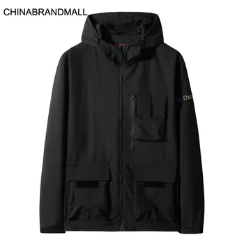 

Autumn Men Plus Fat Plus Size With Cap Jacket Male Fat Man Leisure More Pocket Tooling Coat Male