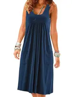 Fashion striped dress  summer dress  loose simple sleeveless dress women's clothing - Image 2