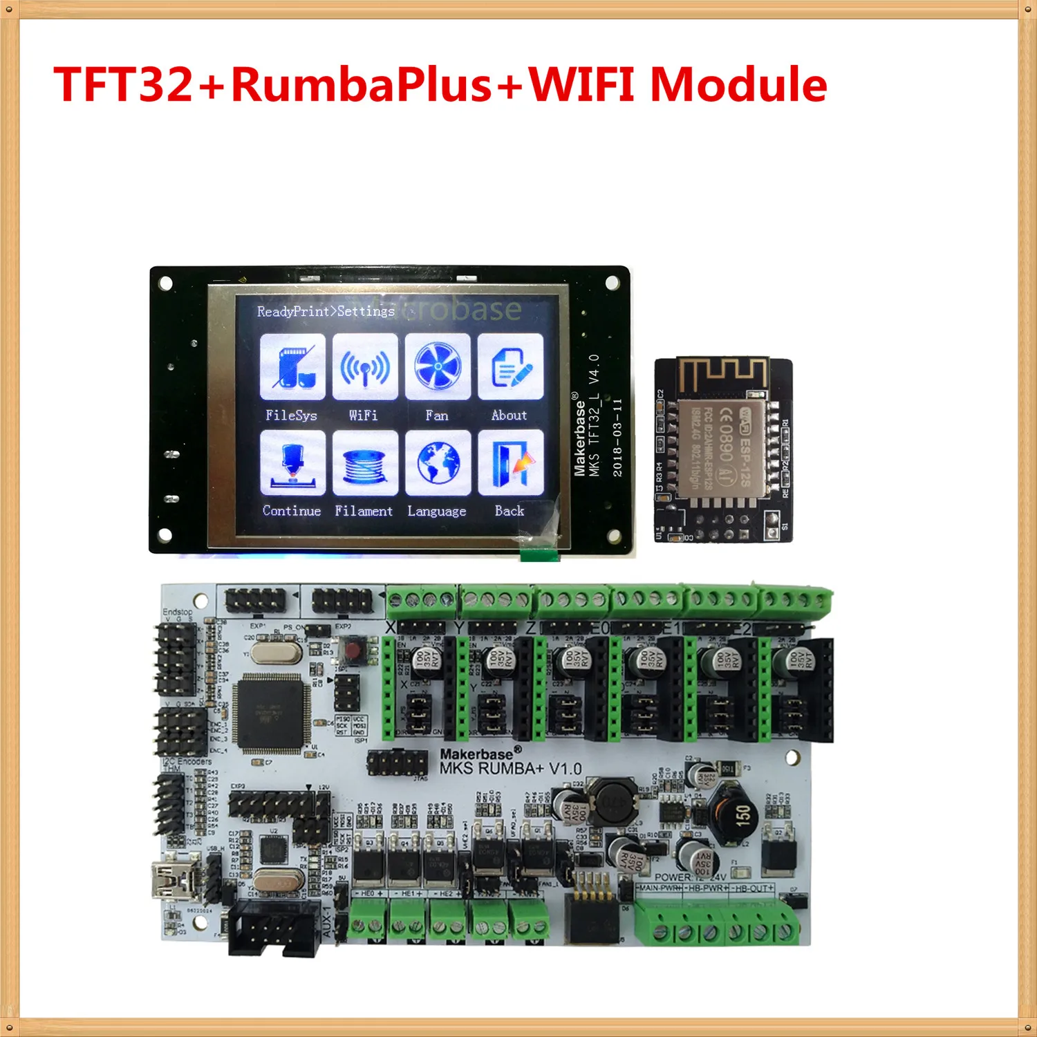 Rumba-TFT32-WIFI MKS Румба плюс румба-плата+ MKS TFT32 v4.0 ЖК-дисплей+ 3d принтер беспроводной Wi-Fi модуль хорошая 3d печать DIY запчасти - Цвет: Rumba-TFT32-WIFI