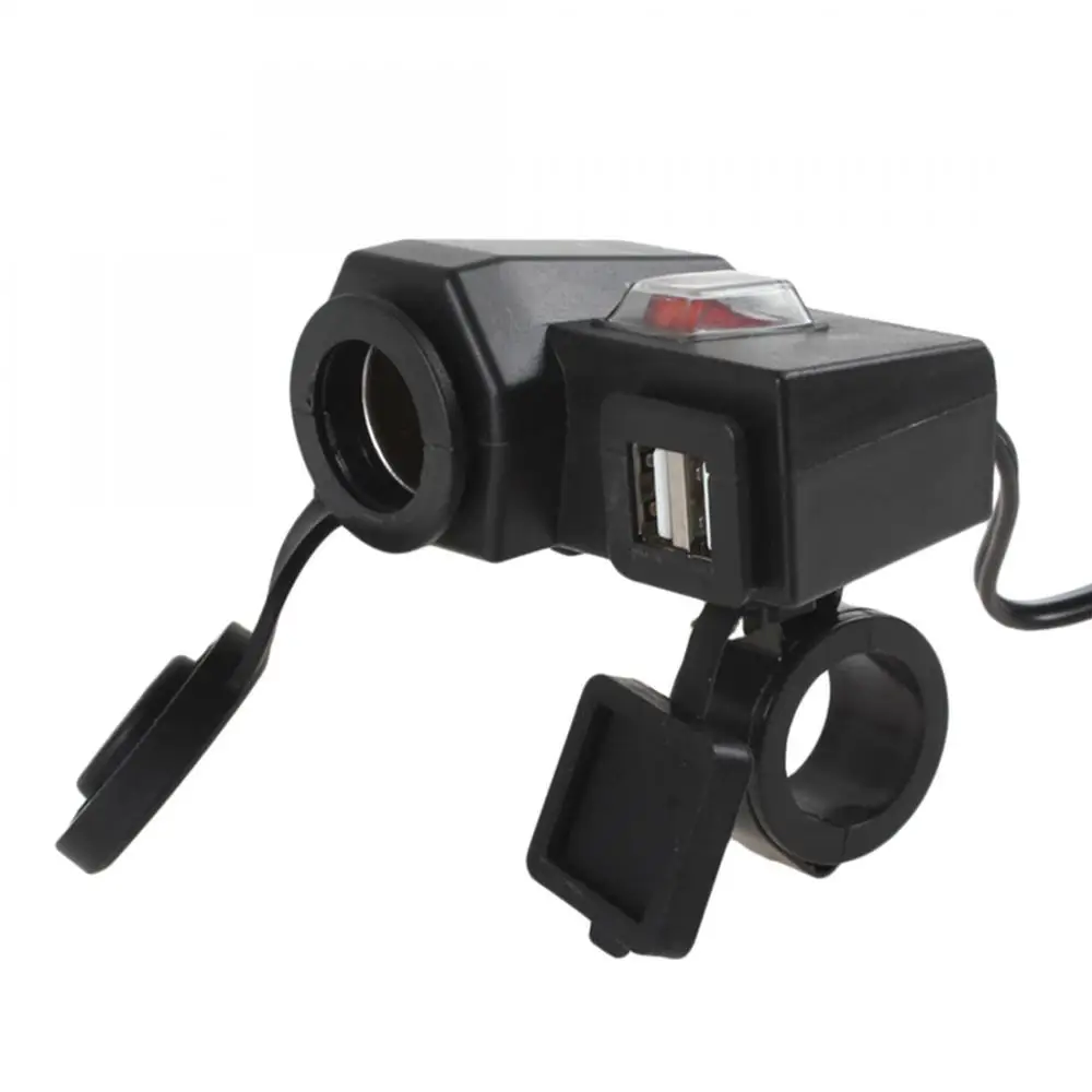 12V мотоциклов HX-5025 руль прикуривателя Мощность адаптер Зарядное устройство с выходом 5 V/2.1A Dual USB Порты и разъёмы Интеграция розетка
