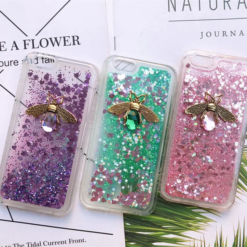 Bling пчелки чехол для samsung S9 S8 плюс Note8 10 S6 S7 край J3 J7 J5 A20 A50 A5 A7 чехол для телефона с изображениями искрящихся влажным блеском Прозрачный чехол для телефона