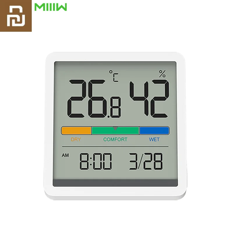 Miiiw Reloj de temperatura y humedad para interiores, Monitor de temperatura C/F de alta precisión para habitación de bebé, pantalla LCD grande de 3,34 pulgadas, nuevo