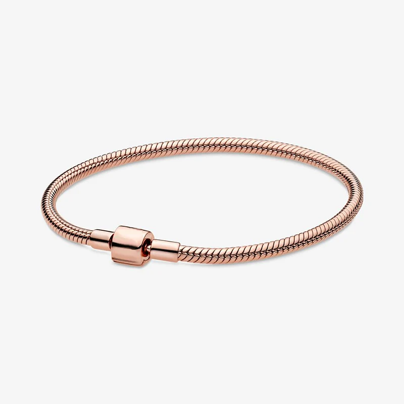 

2020 Lady Popular 100% 925 Sterling Silver Pink Barrel Clasp Snake Chain Bracelet Sterling Silver Jewelry Birthday Women Gift