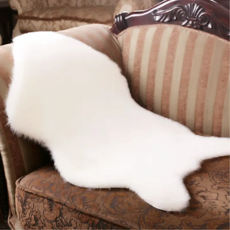 1Pcs Soft Fur Artificial Sheepskin Hairy Carpet For Bedroom Living Room Skin Plain Rugs Fluffy Area Washable Faux Mat | Дом и сад