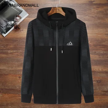 

Autumn Men Plus Fat Plus Size Leisure With Cap Coat Male Fat Man Spell Color Knitting Cardigan Sweater