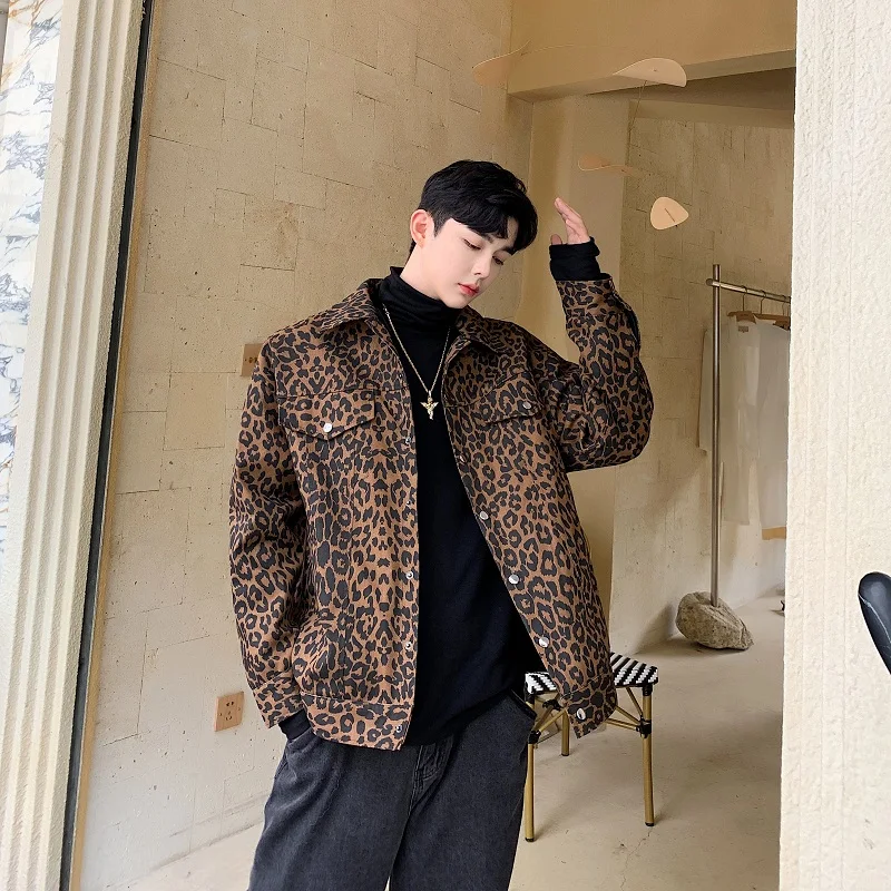 Autumn original custom models double-faced leopard loose jacket male