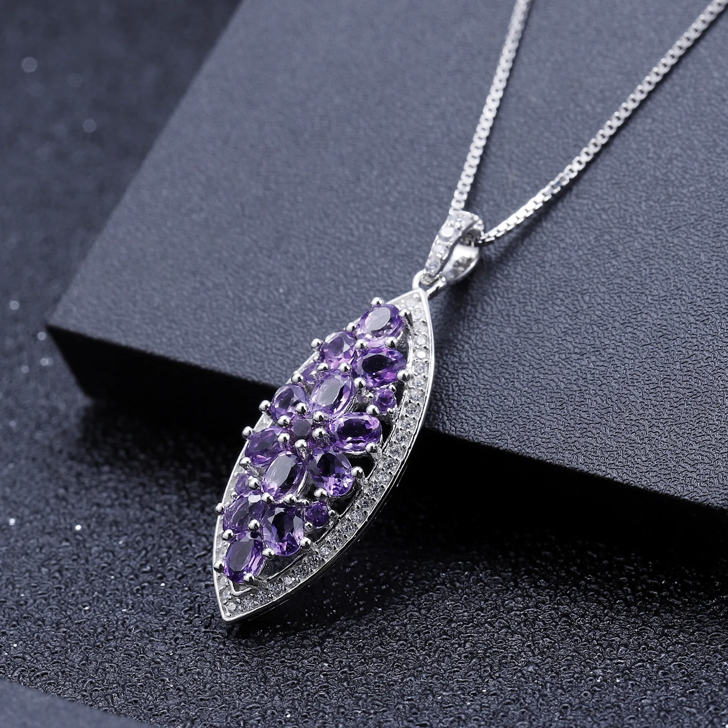 GEM'S балетное кольцо с натуральным аметистом, серьги, кулон, наборы, 925 пробы, серебро, ручная работа, цветочный драгоценный камень, ювелирный набор для женщин