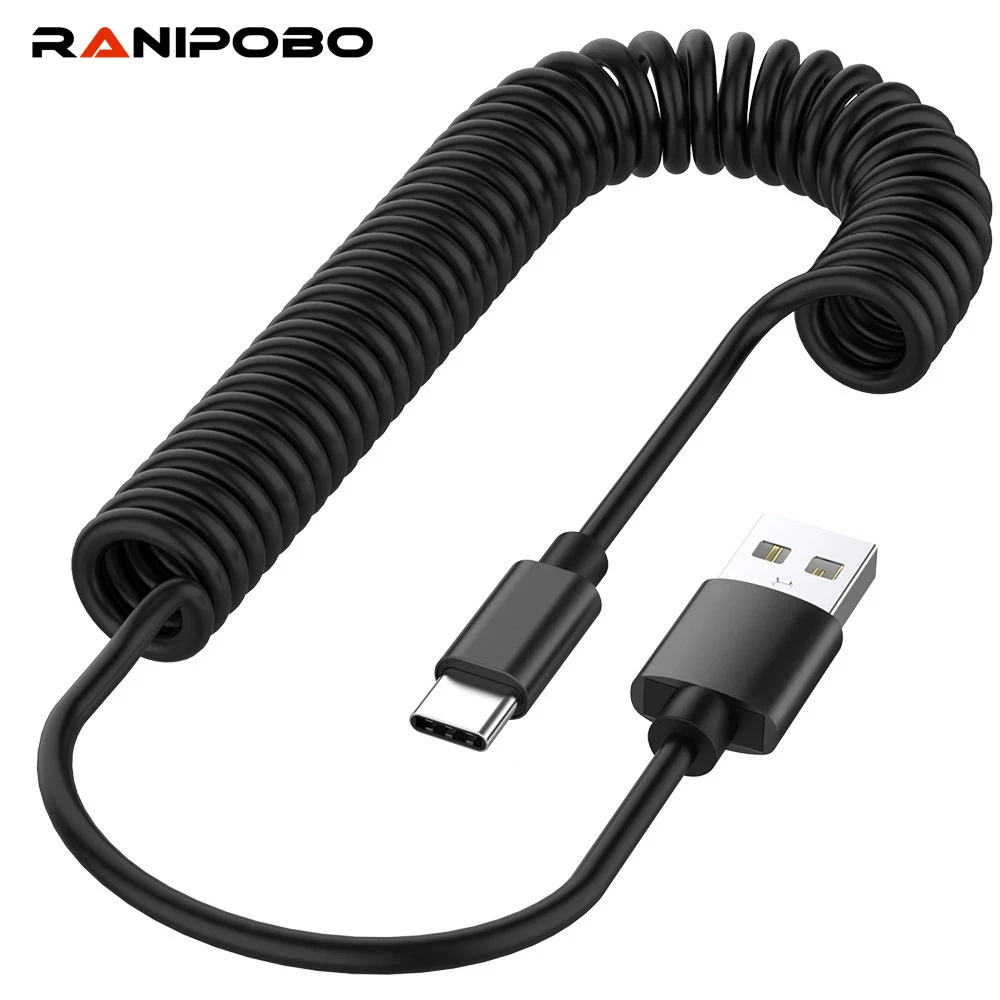 Ranipobo 2.4A пружинный кабель для быстрой зарядки Тип C Micro USB Samsung Xiaomi Huawei шнур