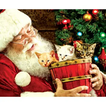 

5D DIY square Full Diamond Embroidery icon cat diamond painting Cross Stitch Santa Claus pattern Rhinestones painting art