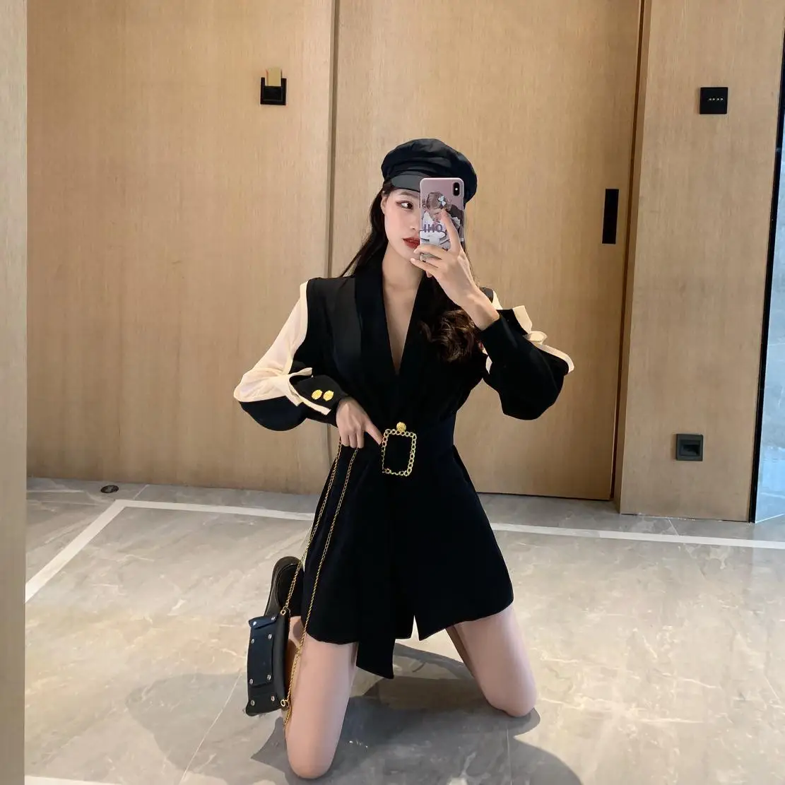 

Photo Shoot Early Autumn New Style Cool Slimming Waist Hugging Lace-up Street Sense of Design Suit Jacket