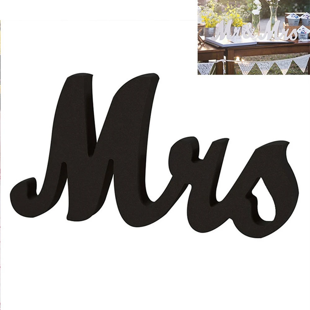 3 шт./компл. Свадебная надпись украшения Свадебный декор Mr& Mrs День Рождения украшения белые деревянные буквы свадебное оформление Горячая - Цвет: Черный