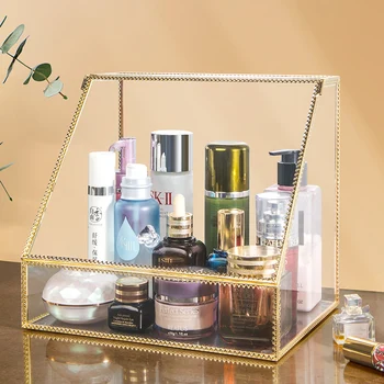 

Dust-proof cosmetics storage box desktop finishing box with the same paragraph transparent glass lipstick rack 2312
