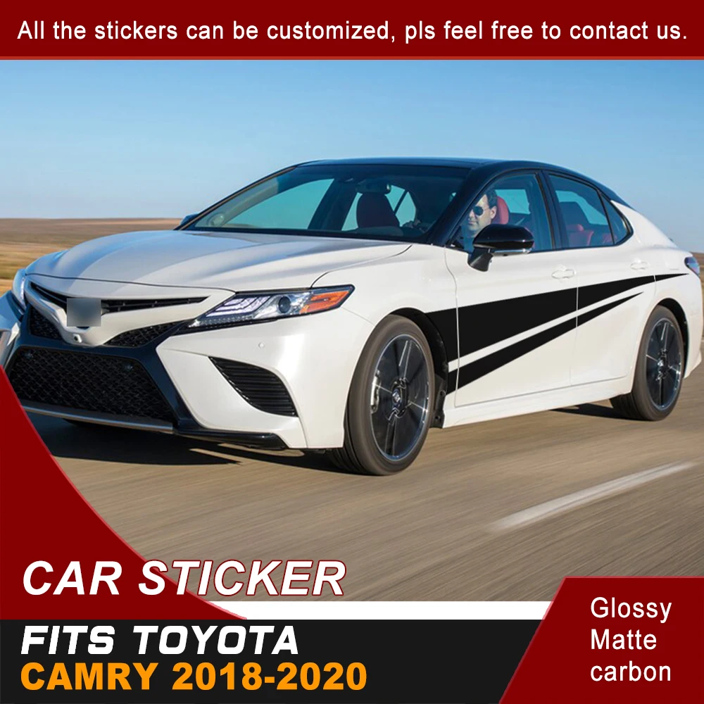 

Car Stickers Side Body Stripe Racing Sport Graphics Vinyl Car Decoration Decals Custom Fit For TOYOTA CAMRY 2018 2019 2020