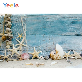 

Summer Sea Ocean Seaside Beach Wood Board Shell Fishing Net Photography Backdrop Background For Photo Shoot Vinyl Photophone