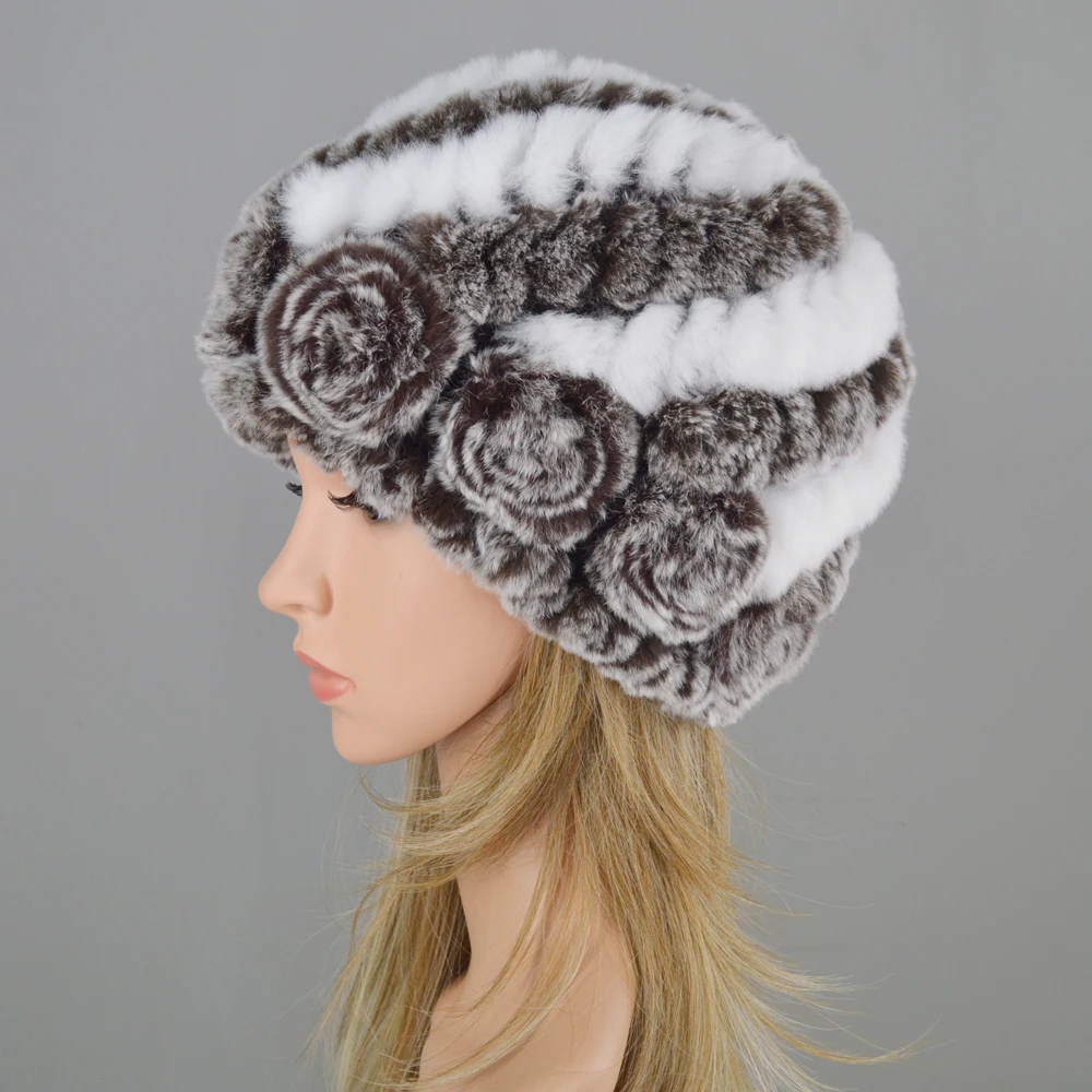 Venta Caliente натуральный Rex Conejo Pelo Sombrero Mujer Hecho A Mano Kina Boinas Para Mujer Gorro Mujer
