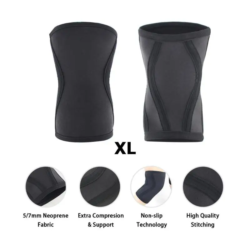 2pcs Durable Knee Pads Solid Delicate Design Knee Pads Sleeves Support Brace 7mm Neoprene Running Jumping Knee Guard