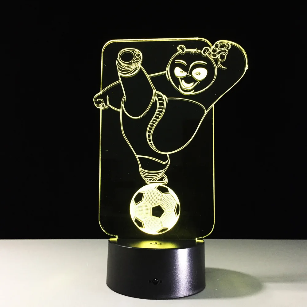 Usb-лампа и рисунком «кунг-фу Панда светодиодный Ночной светильник 7 цветов Изменение мигающий сенсорный Сенсор Управление Голливуд Футбол панды Настольный светильник 2855