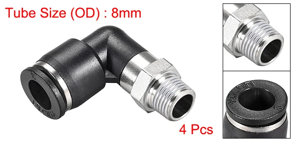 8mm X 1or8 NPT 4p Uxcell 3/4/6 шт. пуш-ап для подключения фитинги для труб мужской локоть пневматические пуш-ап соответствовать блокировки соединения фитинга Пластик металлическими вставками, цвета: черный - Цвет: 8mm X 1or8 NPT 4p