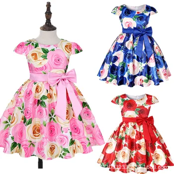 

Baby Girls Dress Elegant Blooming Rose Flower Garden Cotton 2019 Christmas Halloween Princess Wedding Party Costume Kids Dresses