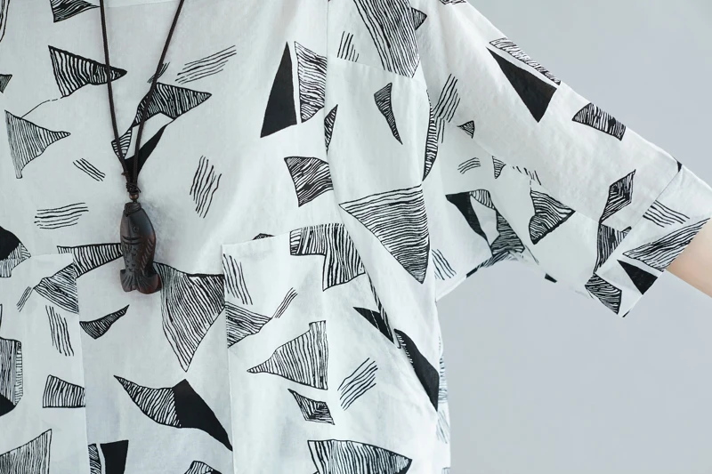 Хорошее качество, женская одежда, новинка, blusas feminina, весна-лето, стиль, корейский топ с геометрическим рисунком, свободная футболка K0534