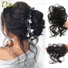 

DIFEI Messy Bun Scrunchies Elastic Band Hair Buns Curly Chignon Heat Resistant Fiber For Women Fakehair Brown Black Hairpieces
