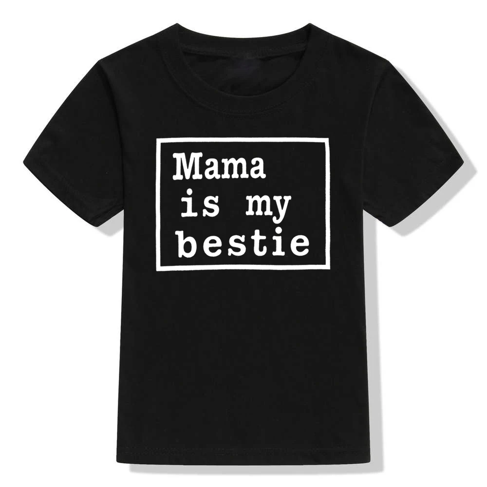 Mama Is My Bestie/Детская футболка с принтом модная футболка для маленьких мальчиков и девочек детские повседневные футболки с буквами и короткими рукавами