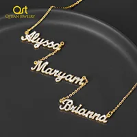 Custom Multiple Names Iced Out Necklace Personalized Blingbling Stainless Steel Name Rhinestones Necklace Gift For Women Jewelry