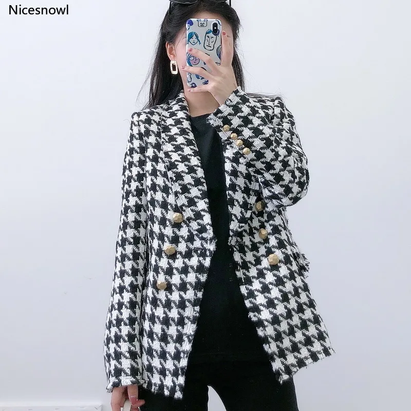 Women Coat Fall New Fashion Houndstooth 